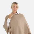 La Marey Women's Cashmere Touch Sequin Knitted Poncho Cape (One Size, 8-20) - Mocha_8617544_4