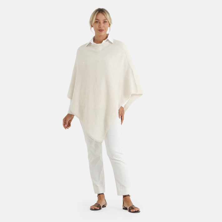 La Marey Women's Cashmere Touch Sequin Knitted Poncho Cape (One Size, 8-20) - Ivory 8617545 1