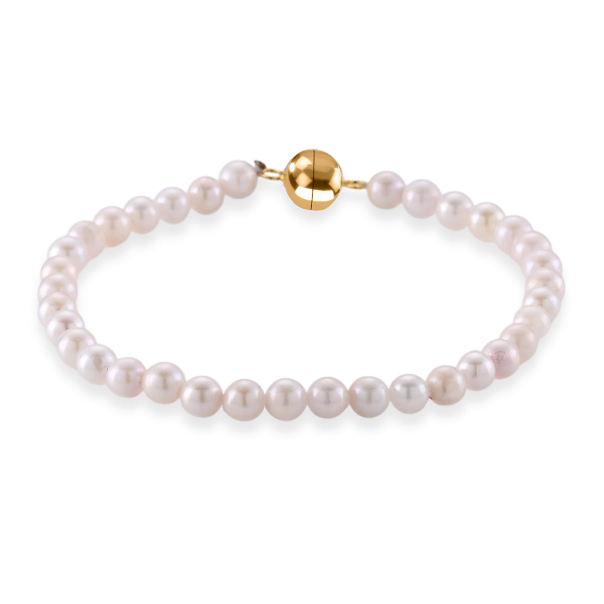 D'Joy - Japanese Akoya Pearl Beads Bracelet (Size - 8) with Magnetic Lock in Yellow Gold Plated Sterling Silver 40.00 Ct. V32513872 0