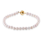 D'Joy - Japanese Akoya Pearl Beads Bracelet (Size - 8) with Magnetic Lock in Yellow Gold Plated Sterling Silver 40.00 Ct._8617580
