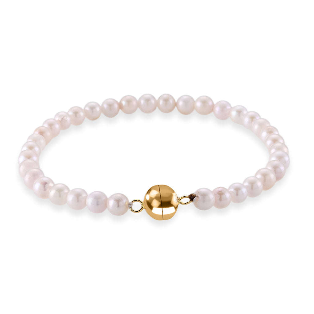 D'Joy - Japanese Akoya Pearl Beads Bracelet (Size - 8) with Magnetic Lock in Yellow Gold Plated Sterling Silver 40.00 Ct._8617580_3