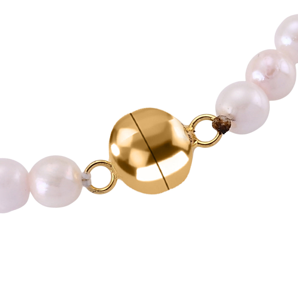 D'Joy - Japanese Akoya Pearl Beads Bracelet (Size - 8) with Magnetic Lock in Yellow Gold Plated Sterling Silver 40.00 Ct._8617580_4