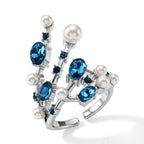 White Shell Pearl & Crystal Adjustable Ring 5.00 Ct._8617642