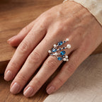 White Shell Pearl & Crystal Adjustable Ring 5.00 Ct._8617642_1