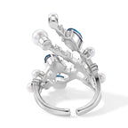 White Shell Pearl & Crystal Adjustable Ring 5.00 Ct._8617643_4