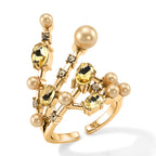 Golden Shell Pearl & Crystal Adjustable Ring 5.00 Ct._8617719