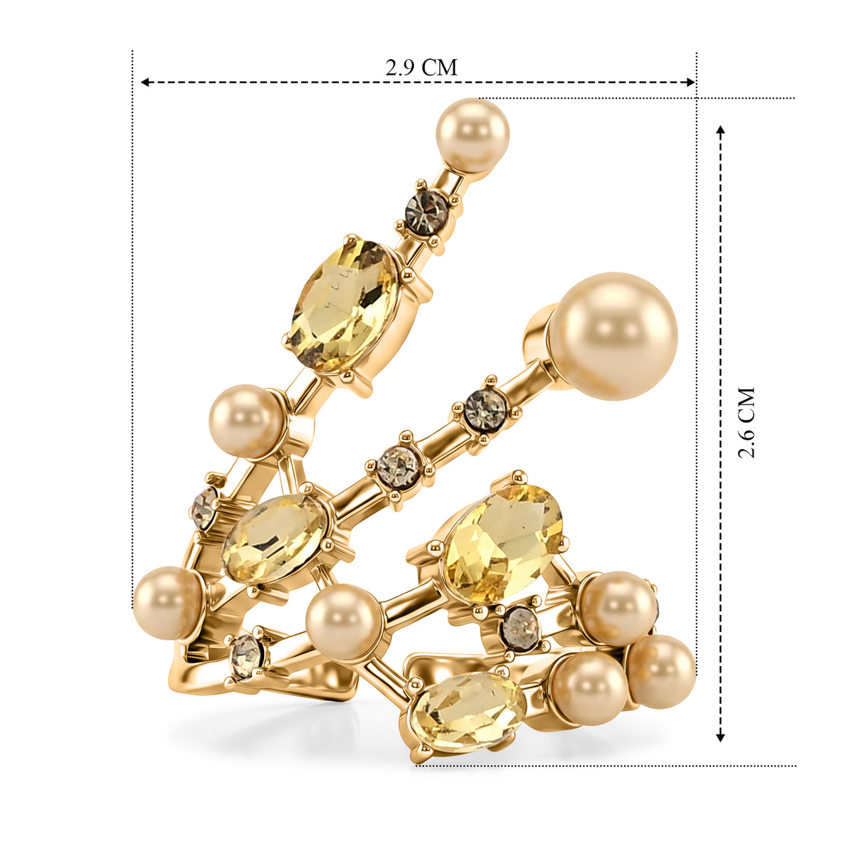 Golden Shell Pearl &amp; Crystal Adjustable Branch Ring 5.00 Ct. V32521149 6