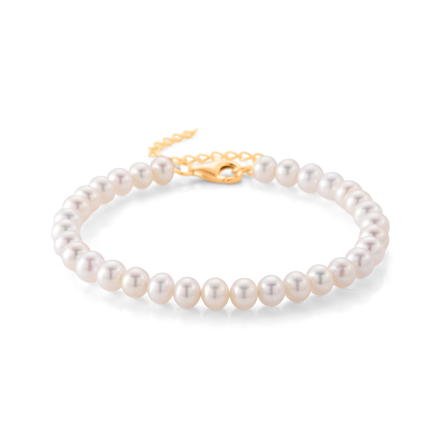 Rare Find - AAAA Akoya Pearl Bracelet (Size - 7+1 Ext) in Yellow Gold Plated Sterling Silver 8617742 0