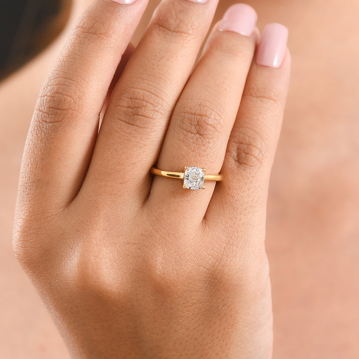 Luxuriant - Lab Grown Diamond (SI-G-H) Solitaire Ring in 18K Vermeil Yellow Gold Plated Sterling Silver 1.00 Ct. 8617786 2