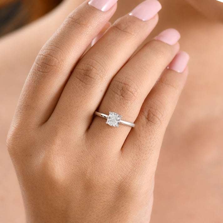 Luxuriant - Lab Grown Diamond (SI-G-H) Solitaire Ring in Rhodium Overlay Sterling Silver 1.00 Ct. 8617799 2