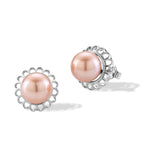 D'Joy - Premium Peach Edison (9-10mm) Solitaire Stud Push Post Earring in Rhodium Overlay Sterling Silver 11.80 Ct._8618112