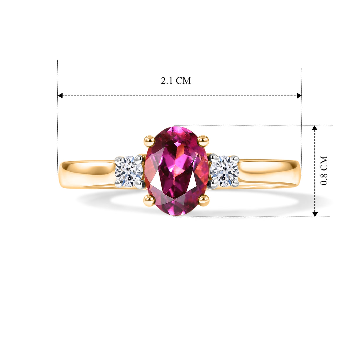 Luxuriant - Natural Radiant Ember Garnet &amp; Lab Grown Diamond (SI/G-H) Trilogy Ring in 18K Vermeil Yellow Gold Plated Sterling Silver 1.08 Ct. V32638933 4