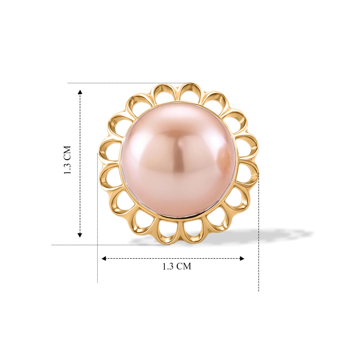 D'Joy - Premium Peach Edison (9-10mm) Solitaire Stud Push Post Earring in Yellow Gold Plated Sterling Silver 11.80 Ct. V32515483 5