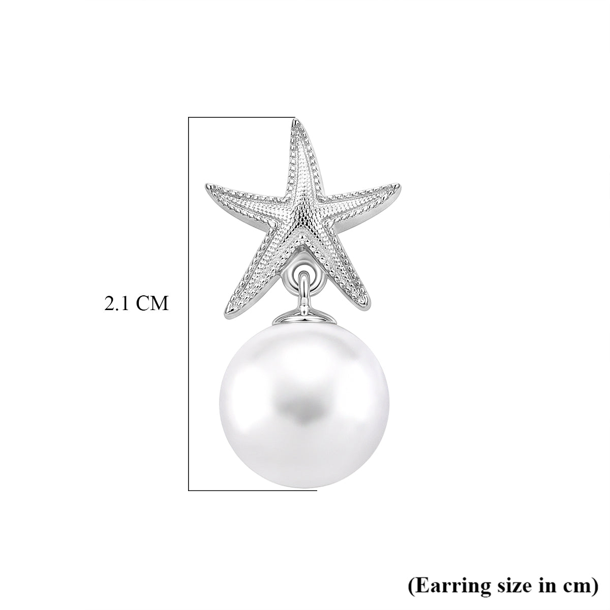 D'Joy - Premium White Edison Pearl (10-11mm) Star Ball Earring with Push Back in Rhodium Overlay Sterling Silver 8618142 6