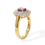 Luxuriant - Natural Radiant Ember Garnet & Lab Grown Diamond (SI/G-H) Halo Ring in 18K Vermeil Yellow Gold Plated Sterling Silver 1.40 Ct._8618145_3