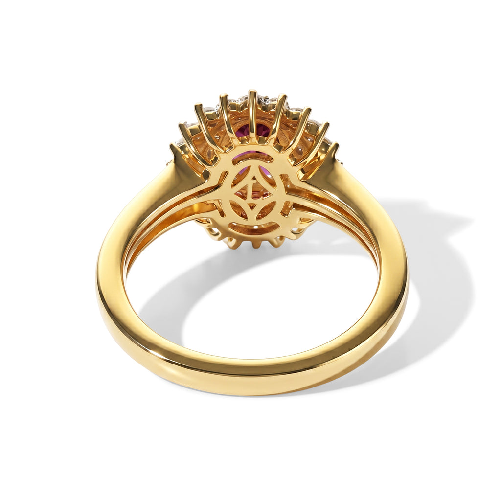 Luxuriant - Natural Radiant Ember Garnet & Lab Grown Diamond (SI/G-H) Halo Ring in 18K Vermeil Yellow Gold Plated Sterling Silver 1.40 Ct._8618145_4