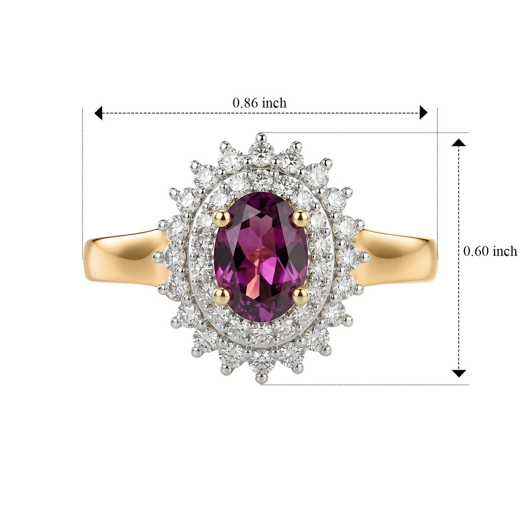 Luxuriant - Natural Radiant Ember Garnet & Lab Grown Diamond (SI/G-H) Halo Ring in 18K Vermeil Yellow Gold Plated Sterling Silver 1.40 Ct._8618145_5