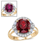Luxuriant 10K Yellow Gold AAA Colour Change Garnet, Lab Grown Diamond GH, SI Main Stone With Surrounding Stone Ring, Gold Wt.3.09 Gms  2.730  Ct._8618159