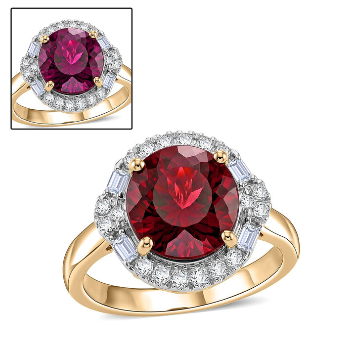 Luxuriant 10K Yellow Gold AAA Colour Change Garnet, Lab Grown Diamond GH, SI Main Stone With Surrounding Stone Ring, Gold Wt.3.09 Gms  2.730  Ct. 8618159 1