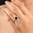 Luxuriant 10K Yellow Gold AAA Colour Change Garnet, Lab Grown Diamond GH, SI Main Stone With Surrounding Stone Ring, Gold Wt.3.09 Gms  2.730  Ct._8618159_1