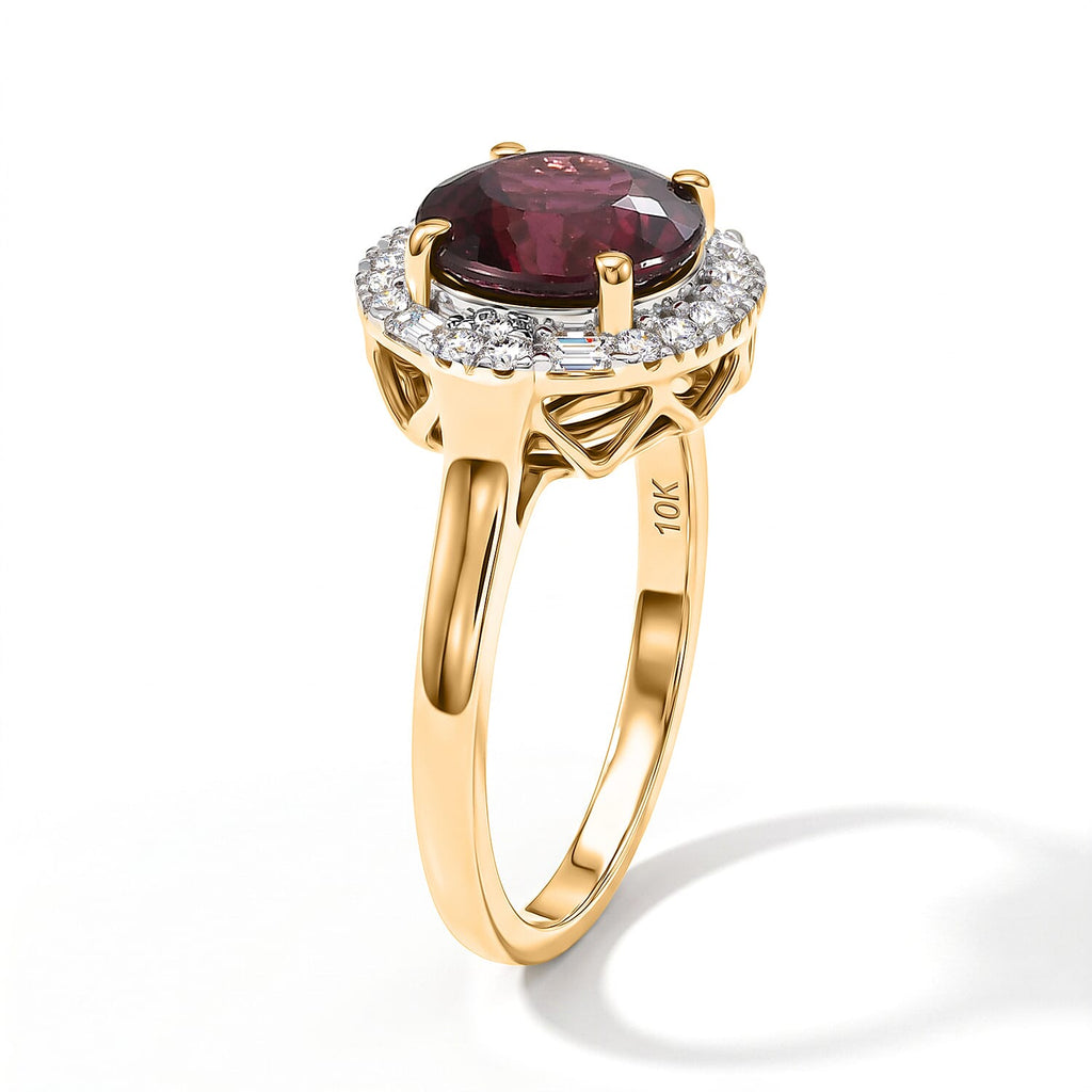 Luxuriant 10K Yellow Gold AAA Colour Change Garnet, Lab Grown Diamond GH, SI Main Stone With Surrounding Stone Ring, Gold Wt.3.09 Gms  2.730  Ct._8618159_3