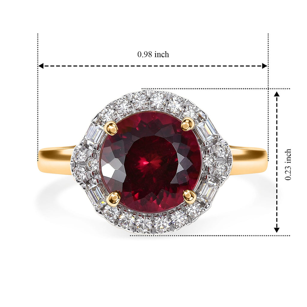 Luxuriant 10K Yellow Gold AAA Colour Change Garnet, Lab Grown Diamond GH, SI Main Stone With Surrounding Stone Ring, Gold Wt.3.09 Gms  2.730  Ct._8618159_5