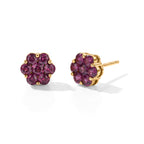 D'Joy - Natural Radiant Ember Garnet Floral Earring with Push Post in Yellow Gold Plated Sterling Silver 2.27 Ct._8618181
