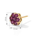 D'Joy - Natural Radiant Ember Garnet Floral Earring with Push Post in Yellow Gold Plated Sterling Silver 2.27 Ct._8618181_4