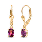 D'Joy - Natural Radiant Ember Garnet Solitaire Lever Back Earring in Yellow Gold Plated Sterling Silver 1.23 Ct._8618183