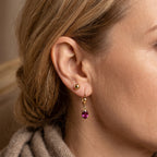 D'Joy - Natural Radiant Ember Garnet Solitaire Lever Back Earring in Yellow Gold Plated Sterling Silver 1.23 Ct._8618183_2
