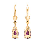 D'Joy - Natural Radiant Ember Garnet Solitaire Lever Back Earring in Yellow Gold Plated Sterling Silver 1.23 Ct._8618183_4