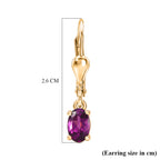 D'Joy - Natural Radiant Ember Garnet Solitaire Lever Back Earring in Yellow Gold Plated Sterling Silver 1.23 Ct._8618183_5