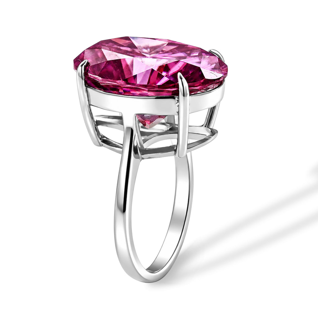 Biggest Carat Weight - Moissanite Solitaire Ring in Rhodium Overlay Sterling Silver 20.10 Ct._8618205_3