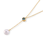 D'Joy - Premium White Edison Pearl (10-11mm) & Swiss Blue Topaz Drop Necklace (Size - 18) in Yellow Gold Plated Sterling Silver 9.10 Ct._8618219_3