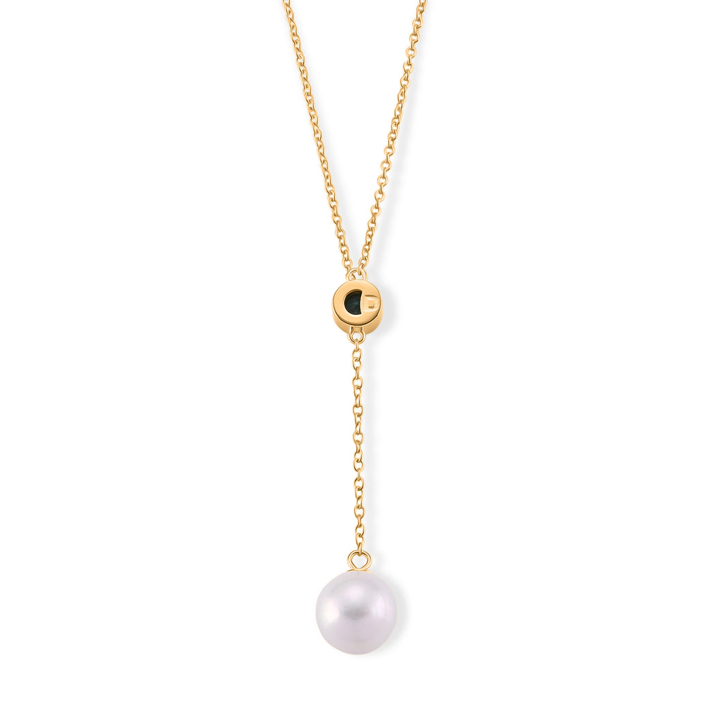 D'Joy - Premium White Edison Pearl (10-11mm) & Swiss Blue Topaz Drop Necklace (Size - 18) in Yellow Gold Plated Sterling Silver 9.10 Ct._8618219_4
