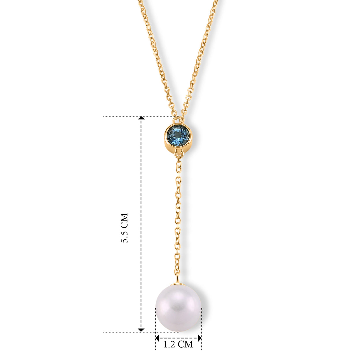 D'Joy - Premium White Edison Pearl (10-11mm) &amp; Swiss Blue Topaz Drop Necklace (Size - 18) in Yellow Gold Plated Sterling Silver 9.10 Ct. 8618219 6