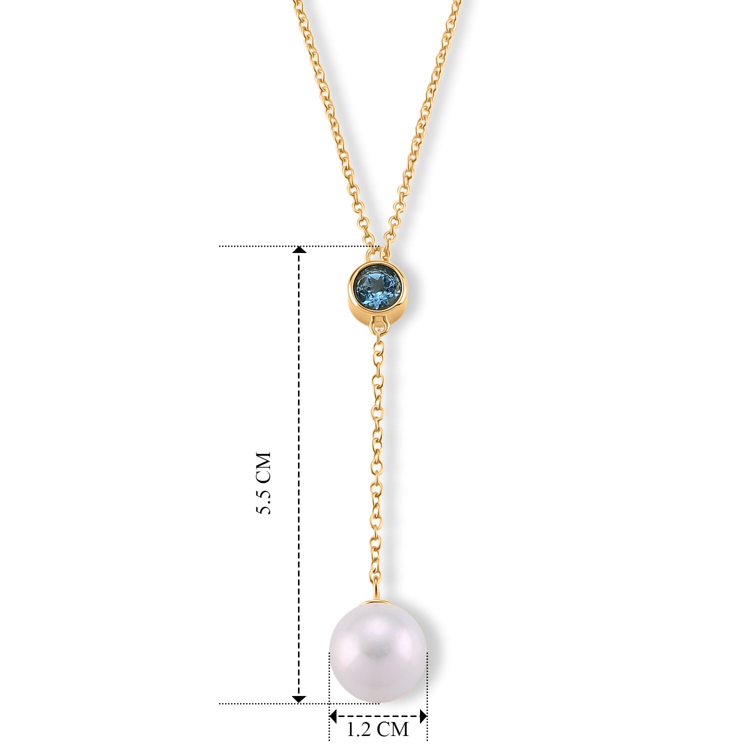D'Joy - Premium White Edison Pearl (10-11mm) &amp; Swiss Blue Topaz Drop Necklace (Size - 18) in Yellow Gold Plated Sterling Silver 9.10 Ct. 8618219 6