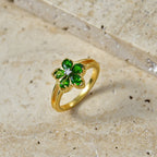 Luxuriant - Natural Chrome Diopside & Lab Grown Diamond (SI/G-H) Floral Ring in Yellow Gold Plated Sterling Silver 0.80 Ct._8618299_2