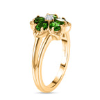 Luxuriant - Natural Chrome Diopside & Lab Grown Diamond (SI/G-H) Floral Ring in Yellow Gold Plated Sterling Silver 0.80 Ct._8618299_3