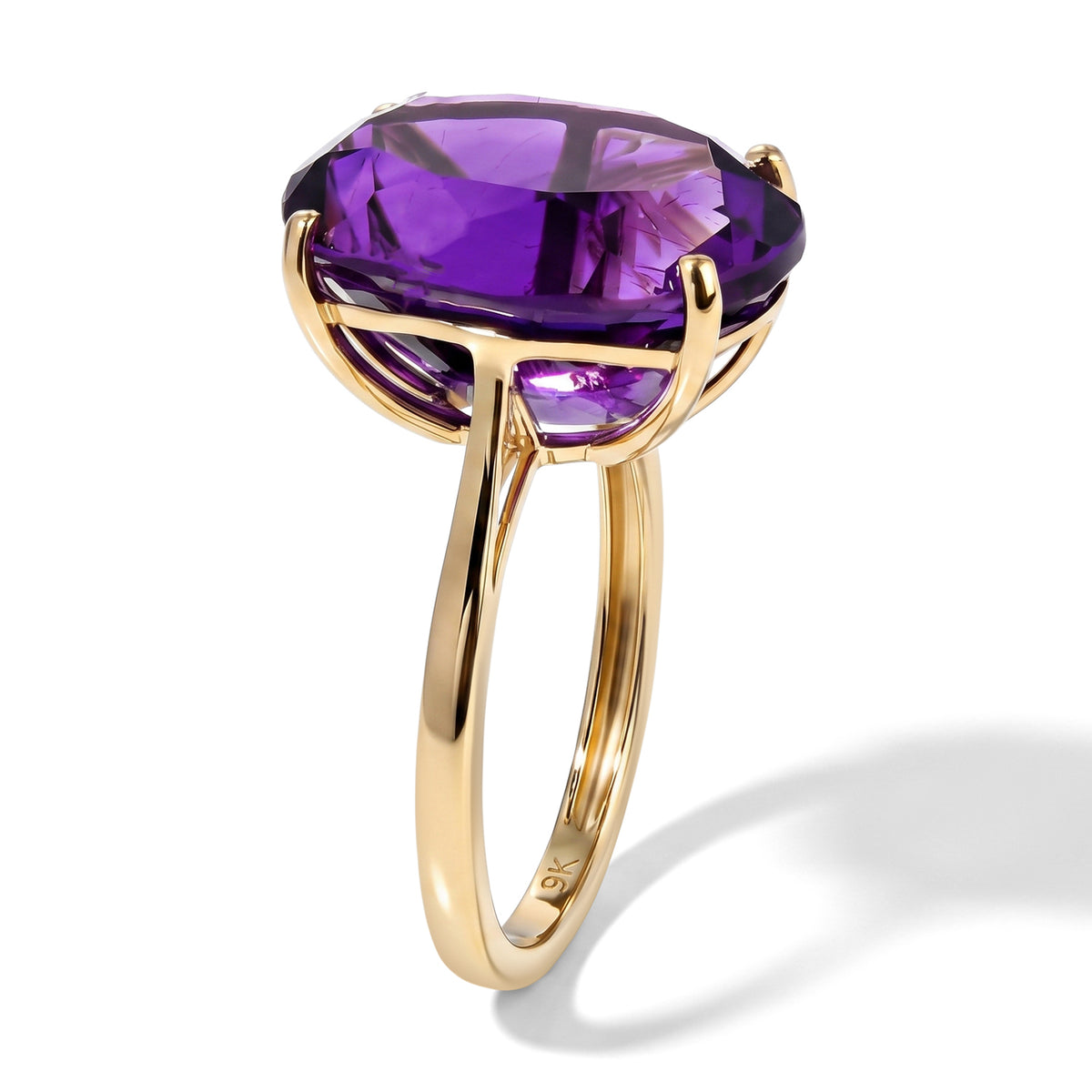 Biggest Carat Weight Ring - 9K Yellow Gold AAA Natural Moroccan Amethyst Solitaire Ring 9.06 Ct. 8618349 4