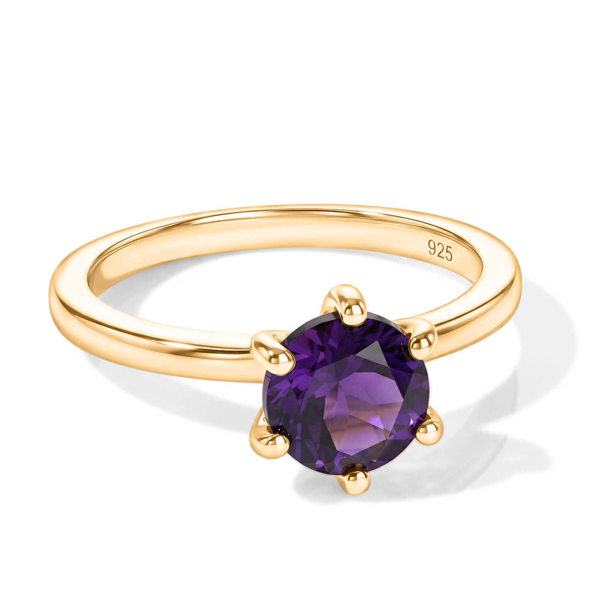 Natural Moroccan Amethyst Solitaire Ring in Yellow Gold Plated Sterling Silver 1.30 Ct. V32491756 0