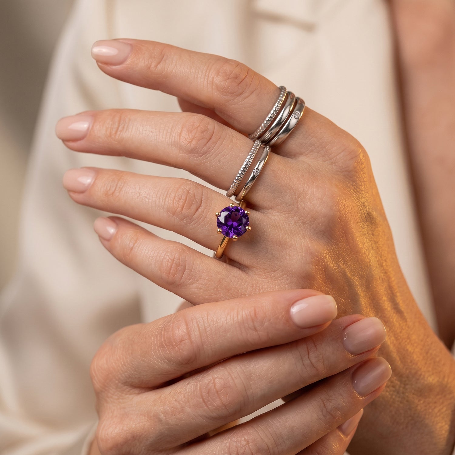 Natural Moroccan Amethyst Solitaire Ring in Yellow Gold Plated Sterling Silver 1.30 Ct. V32491756 3