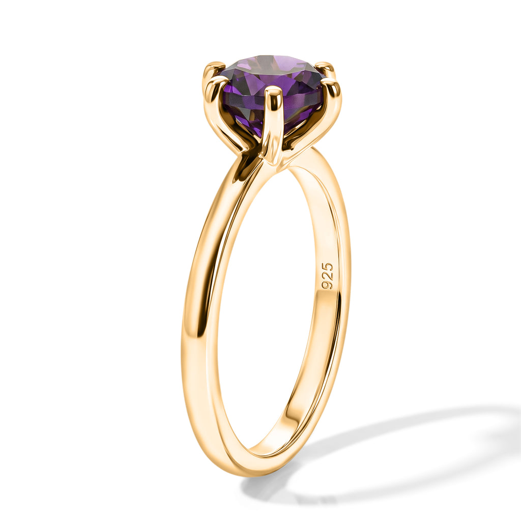 Moroccan Amethyst Solitaire Ring in Yellow Gold Plated Sterling Silver 1.30 Ct._8618388_3