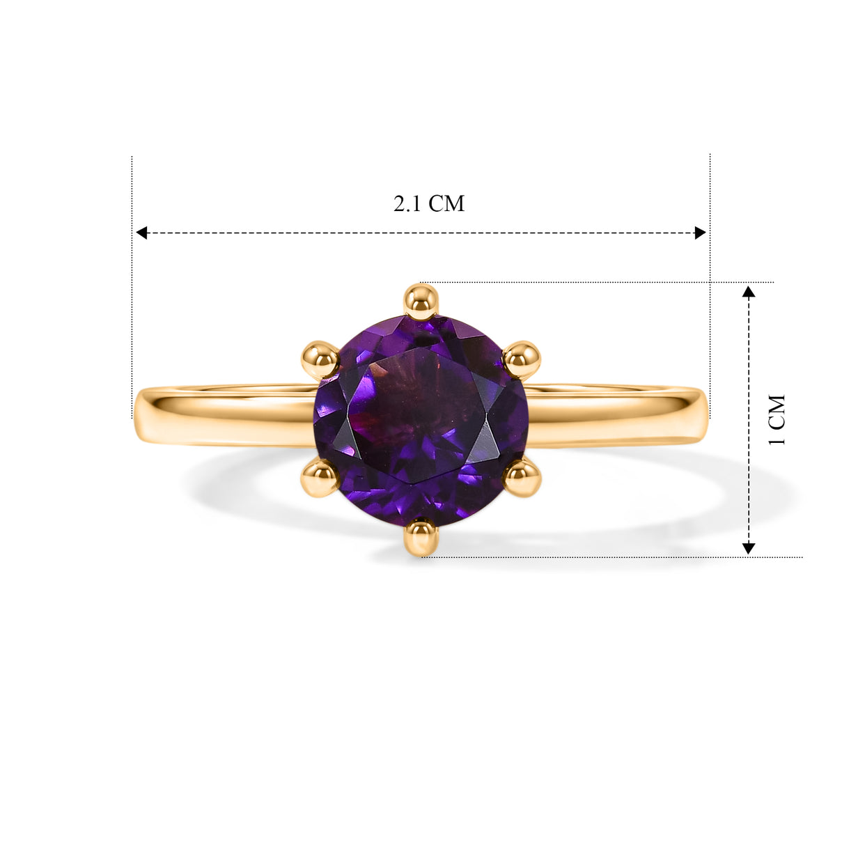 Natural Moroccan Amethyst Solitaire Ring in Yellow Gold Plated Sterling Silver 1.30 Ct. V32491756 5