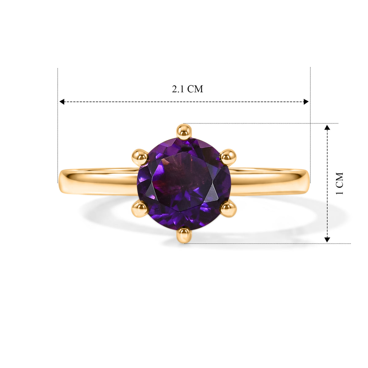 Natural Moroccan Amethyst Solitaire Ring in Yellow Gold Plated Sterling Silver 1.30 Ct. V32582759 5