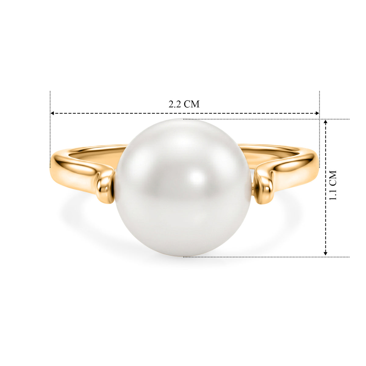 D'Joy - Premium White Edison Pearl (10-11mm) Solitaire Ring in Yellow Gold Plated Sterling Silver 7.40 Ct. 8618394 6