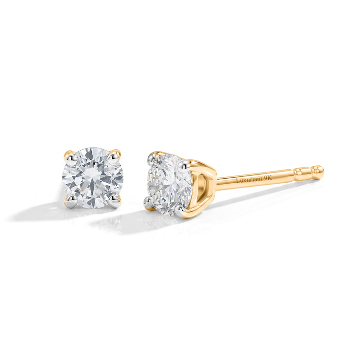 Luxuriant - 9K Yellow Gold SGL Certified Lab Grown Diamond (VS/E-F) Solitaire Stud Earring with Push Post 0.50 Ct 8618408 1