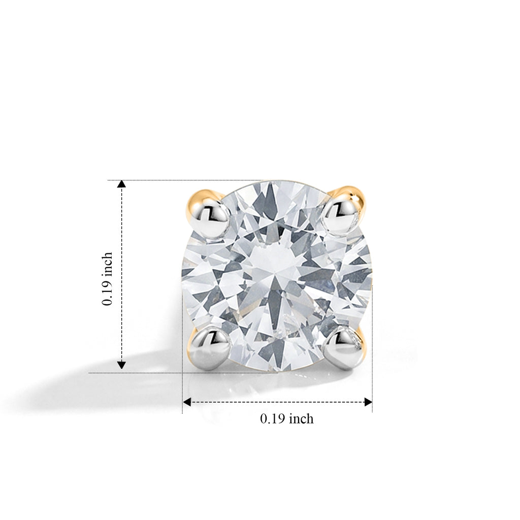 Luxuriant - 9K Yellow Gold SGL Certified Lab Grown Diamond (VS/E-F) Solitaire Stud Earring with Push Post 0.50 Ct_8618408_5