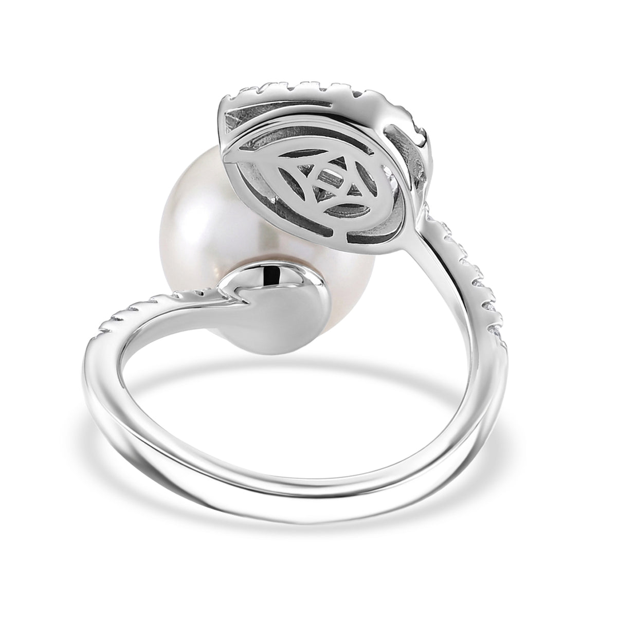 D'Joy - Premium White Edison Pearl (12-13mm) &amp; White Zircon Ring in Rhodium Overlay Sterling Silver 8618409 5
