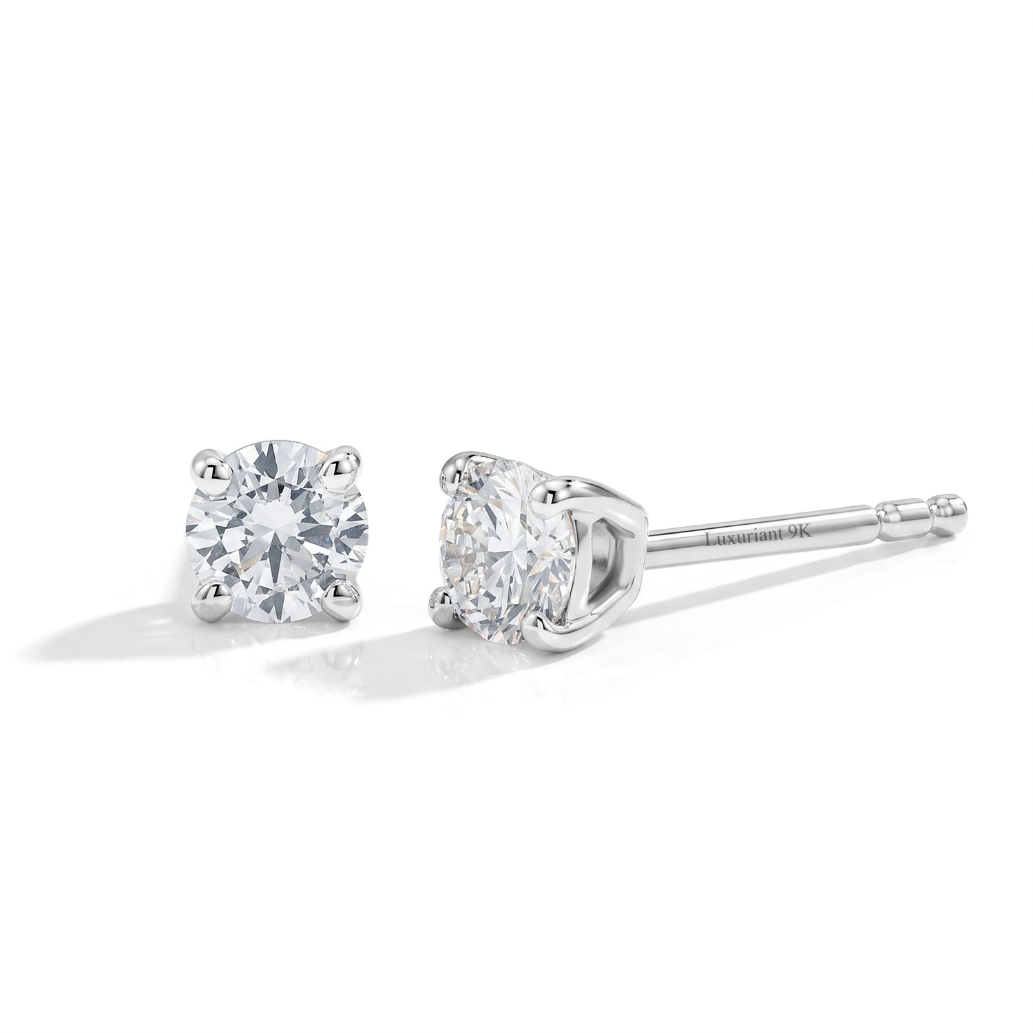 Luxuriant - 9K White Gold SGL Certified Lab Grown Diamond (VS-E-F) Solitaire Stud Earring with Push Post 0.50 Ct. 8618464 0